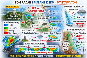 BOM Radar Brisbane 128km Mt Stapylton